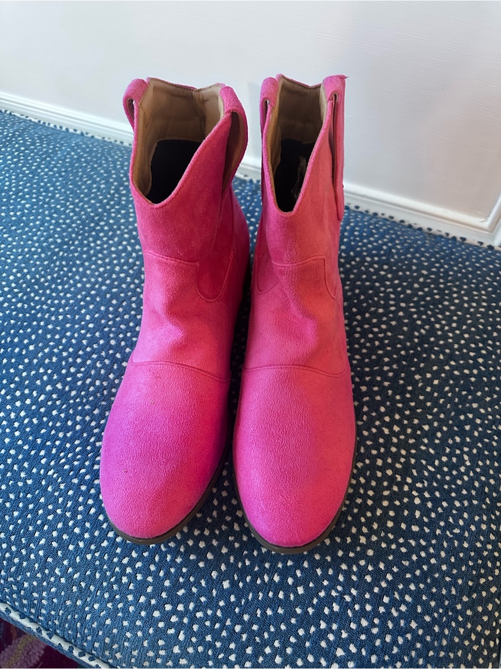 Pink suede booties size 42